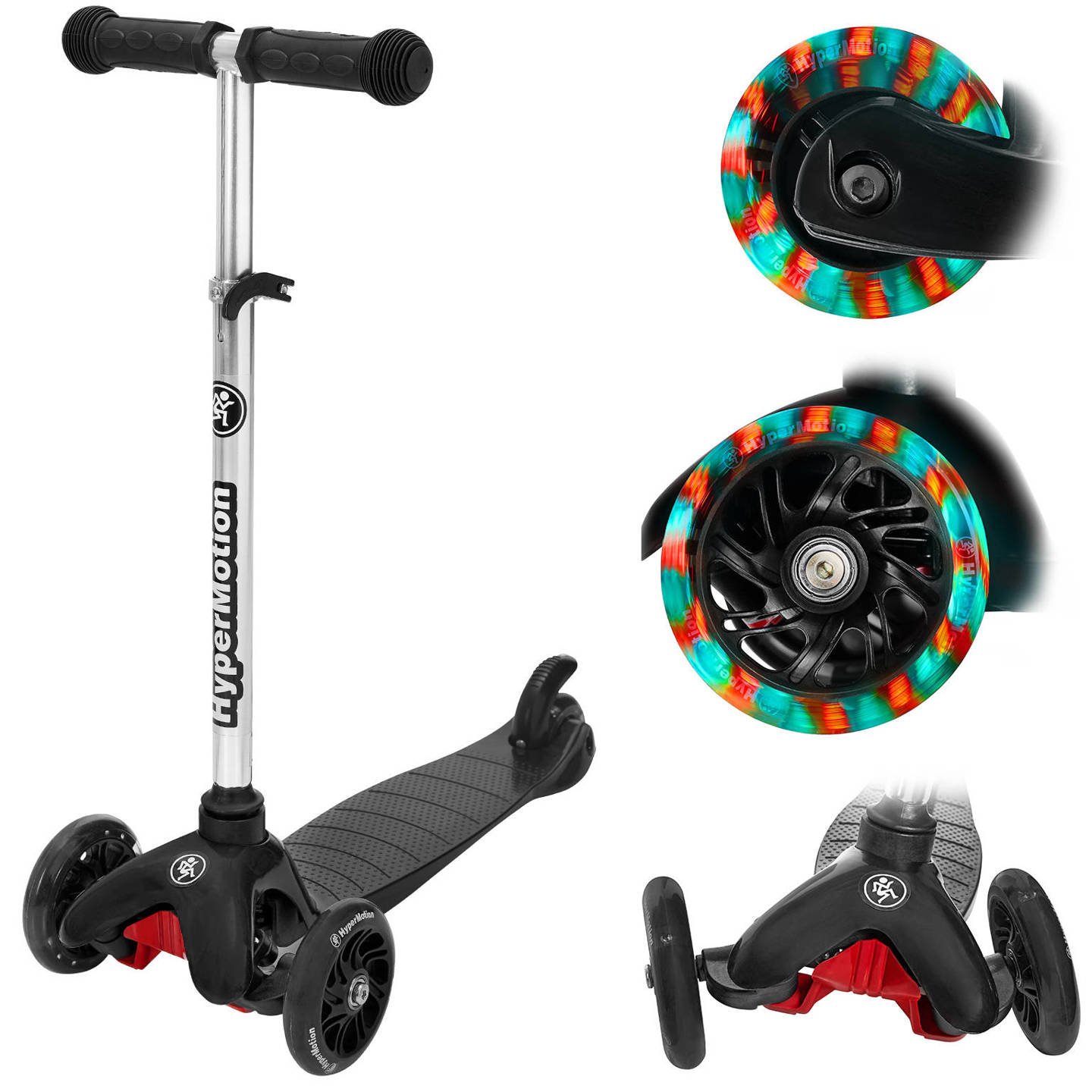 DINO 3-hjulet balance scooter 3-5 år - sort + LED-hjul