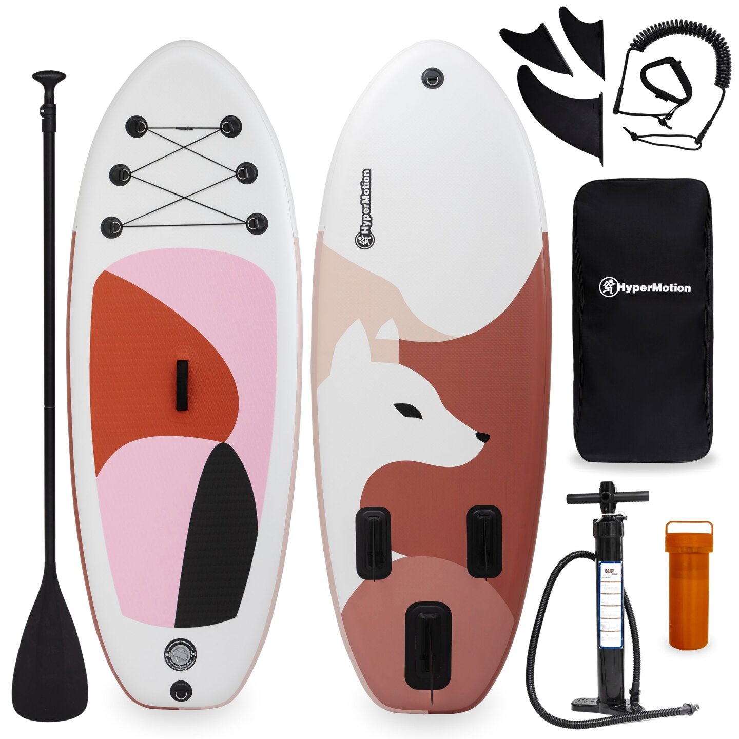 Oppustelig SUP-bræt til børn Stand Up Paddle 215cm med pagaj - HyperMotion WAVE BOOST PINK 215