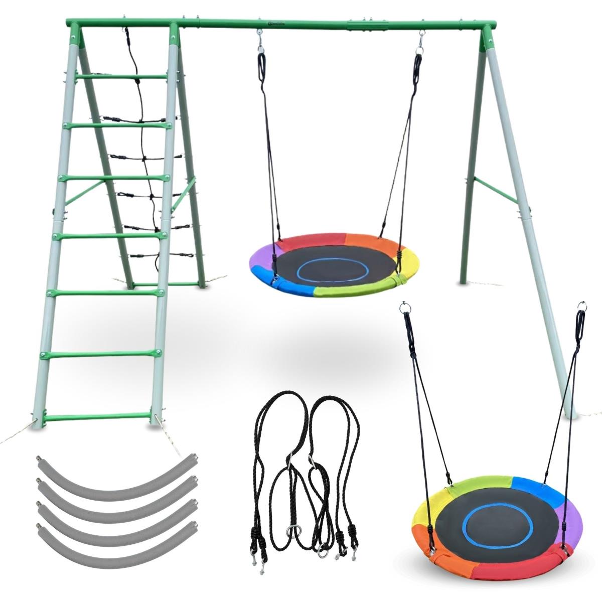 XL havelegeplads til børn med en storkerede gynge, stige og klatrenet