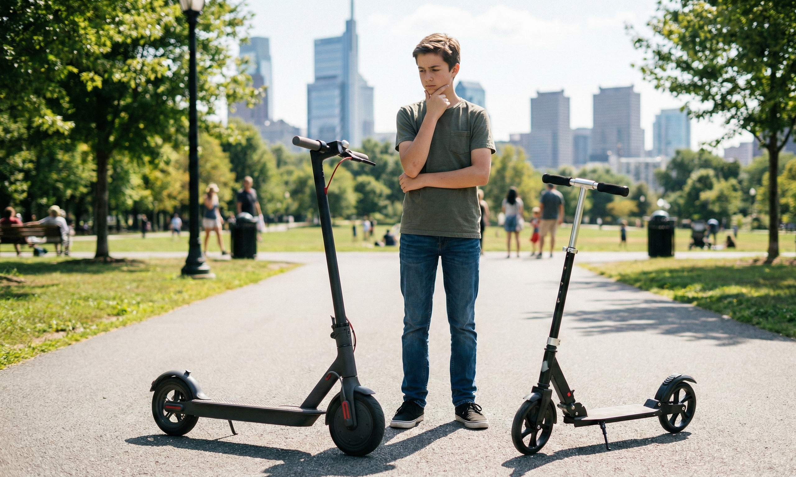 Elektrisk eller traditionelt løbehjul til teenagere