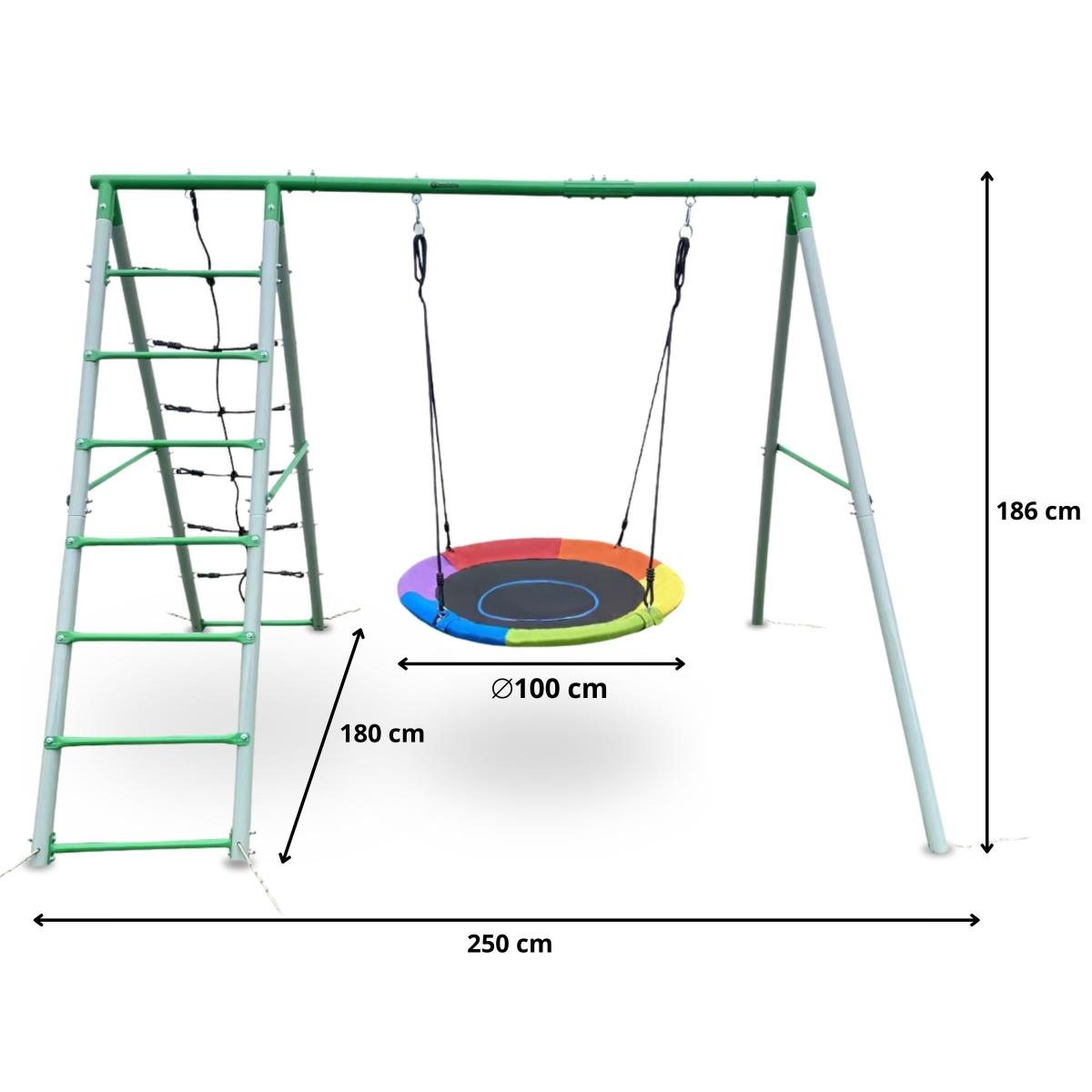 XL havelegeplads til børn med en storkerede gynge, stige og klatrenet
