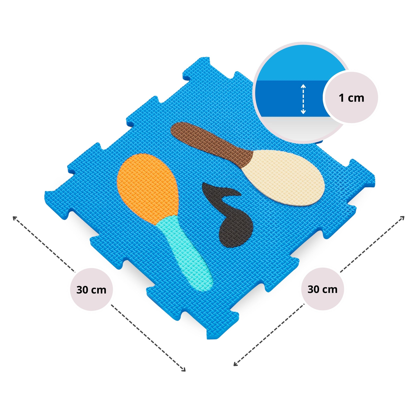 Pædagogisk puslespilsmåtte af skum 90 x 90 x 1 cm - EVA-skum - design: instrumenter