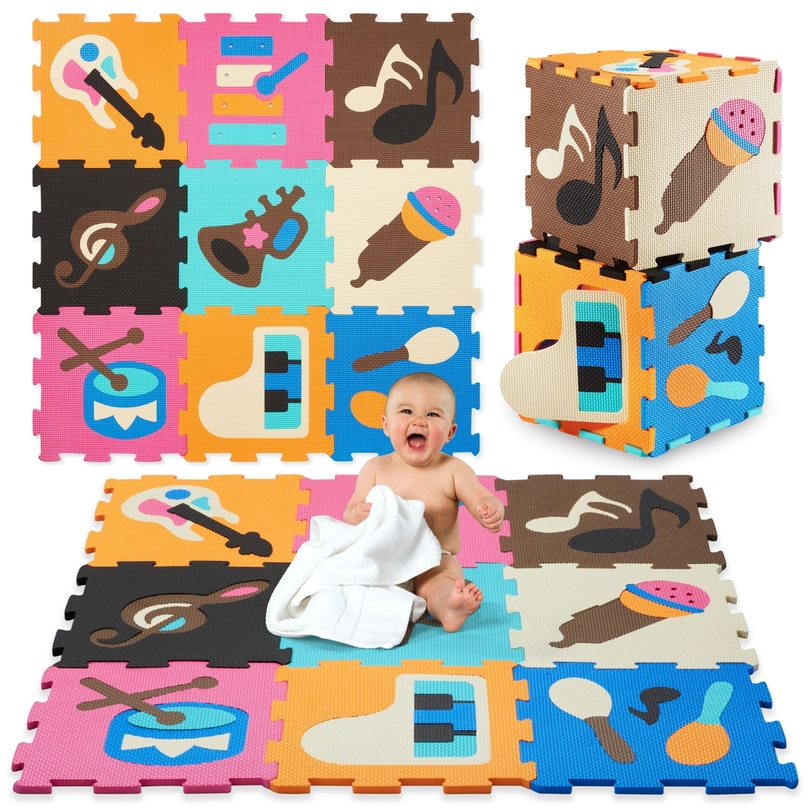 Pædagogisk puslespilsmåtte af skum 90 x 90 x 1 cm - EVA-skum - design: instrumenter