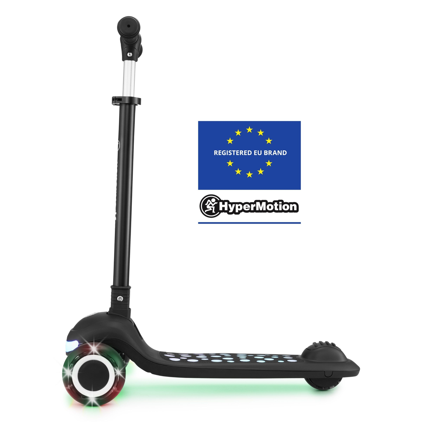 HyperMotion LUMI 3-i-1 balancescooter - oplyst platform og LED-hjul, sort farve