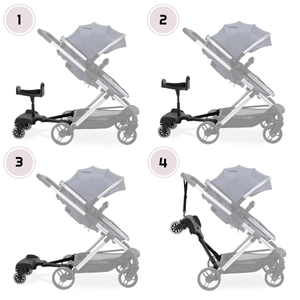 Barnevognsforlænger med justerbart sæde og universelt fastgørelsessystem - Moby-System BUGGY2GO