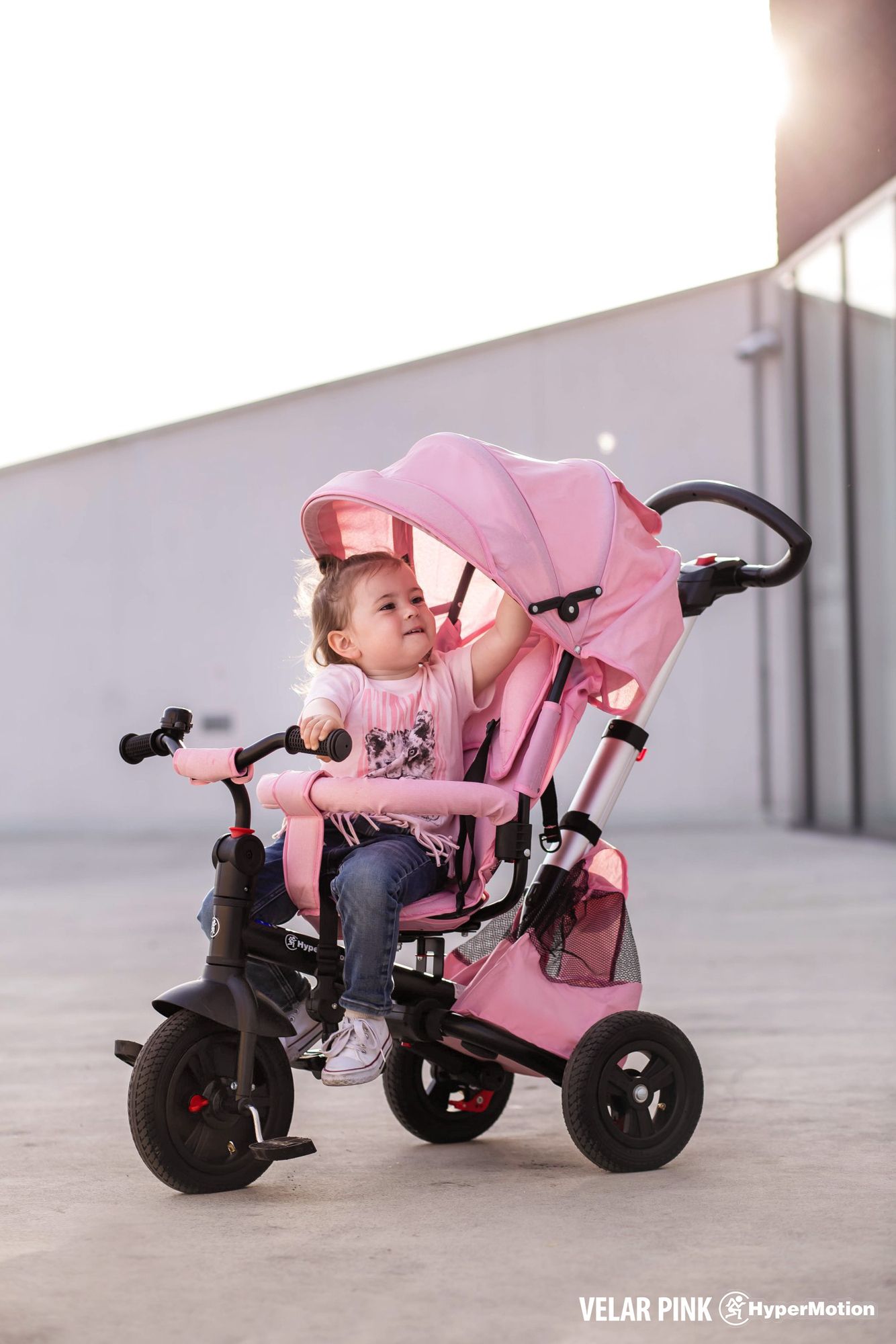 Tobi Velar trehjulet cykel + regnfolie - pink