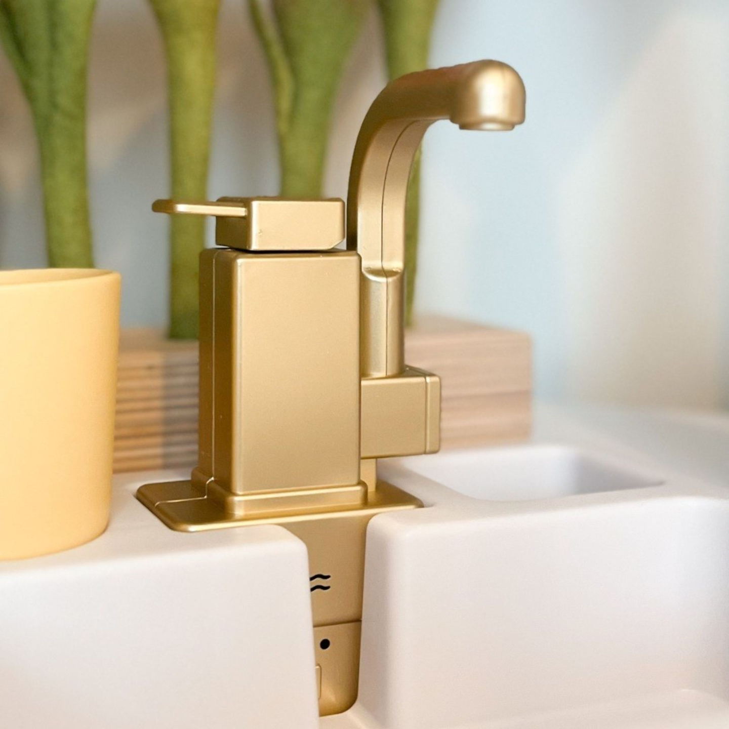 XXXXL stort interaktivt køkken i træ med LED-belysning, vaskemaskine, mikrobølgeovn, kaffemaskine og frugt- og grøntsagssæt - 50 elementer