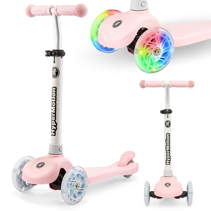 TRINGO trehjulet balancescooter, 3-8 år gammel - pink + lysende LED hjul