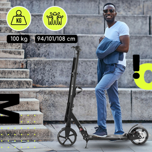 Tohjulet løbehjul til unge voksne - med støddæmper - HyperMotion Skyline - sort, aluminium - 100 kg