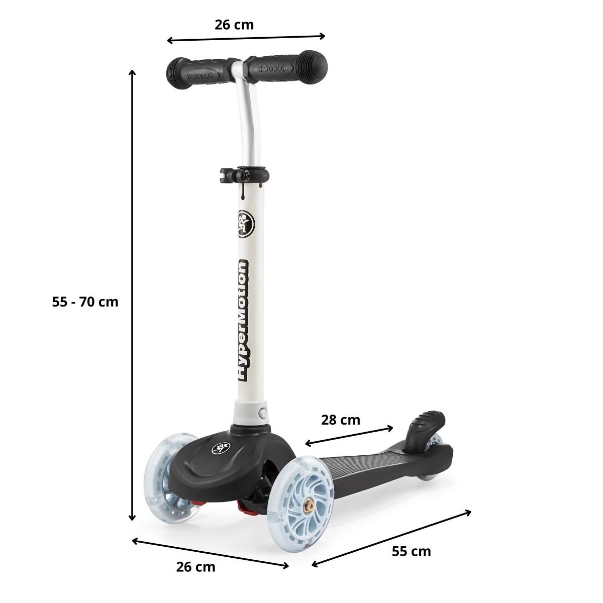 TRINGO trehjulet balancescooter, 3-8 år gammel - sort + lysende LED hjul