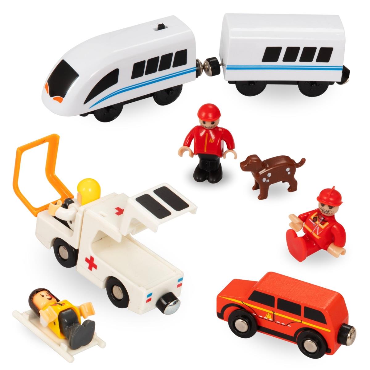 Træbane, batteridrevet tog - Brandvæsen, spor, biler, broer, barriere