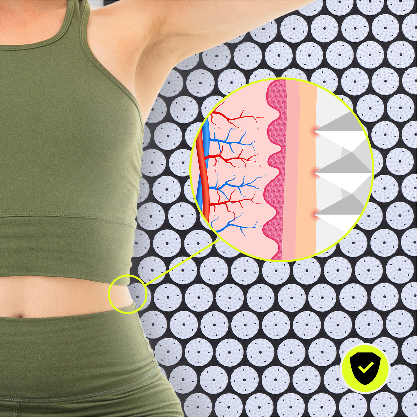 ECO akupressurmåtte i hør med kokosfibre og boghvedepude – 68 cm HyperMotion sort og hvid