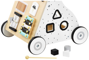 Træ, pædagogisk babywalker / klapvogn - manipulerende bræt