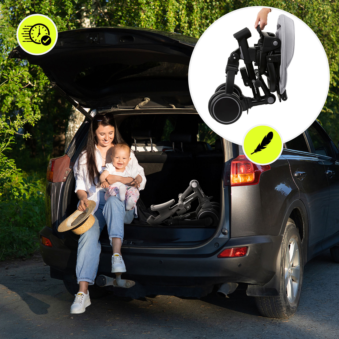 8-i-1 multifunktionel trehjulet cykel TOBI FOREST - grå