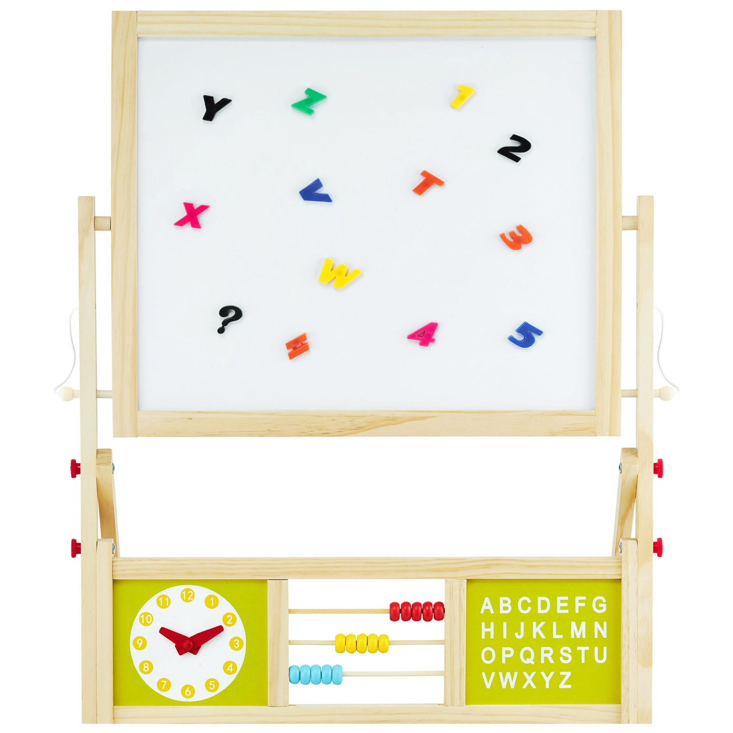 Stor pædagogisk dobbeltsidet tavle: magnetisk og kridttavle - tavle til tør udviskning, træ