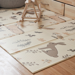 Dobbeltsidet foldbar skummåtte 180 x 120 x 1 cm - Magic Forest/Autumn Streets - boho