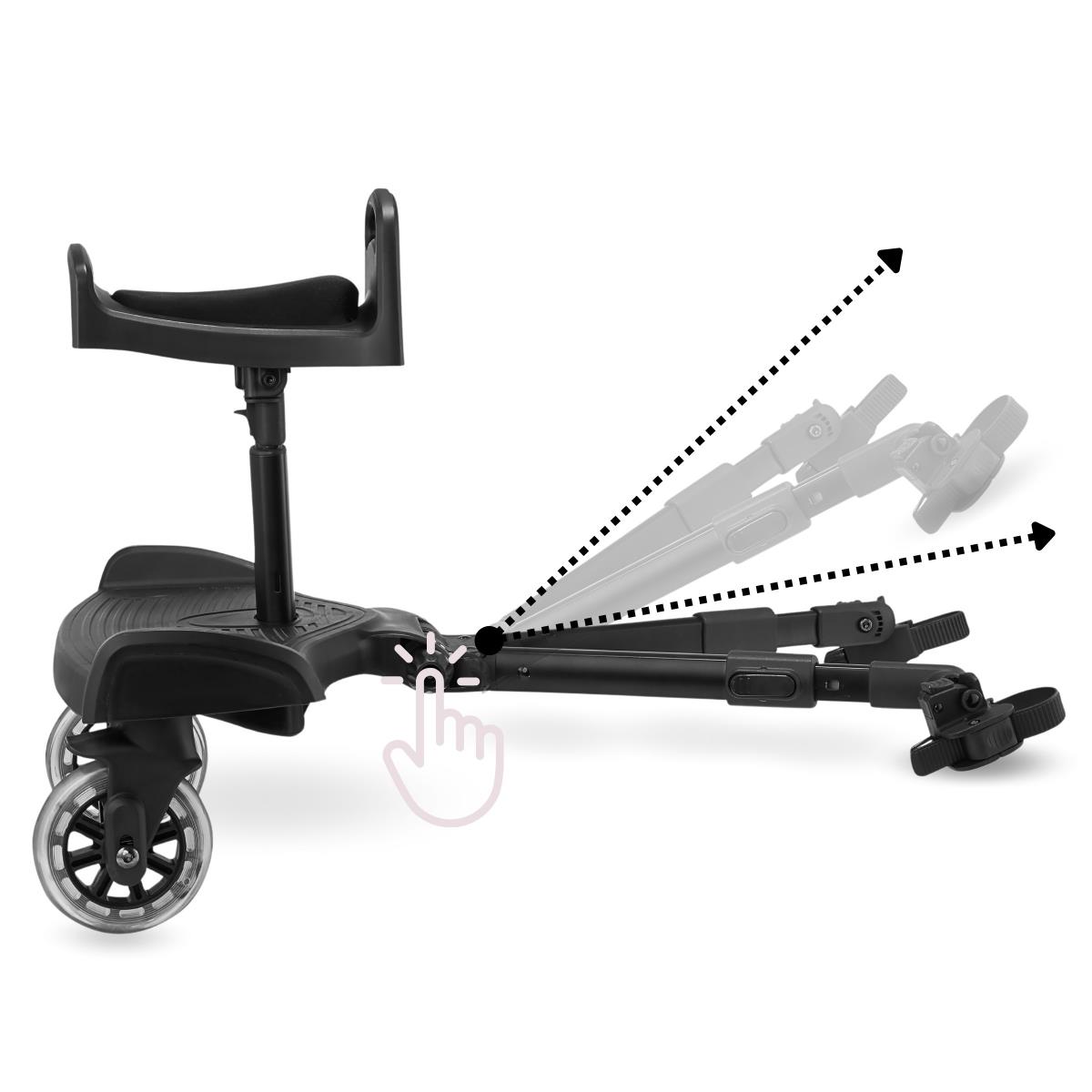 Barnevognsforlænger med justerbart sæde og universelt fastgørelsessystem - Moby-System BUGGY2GO