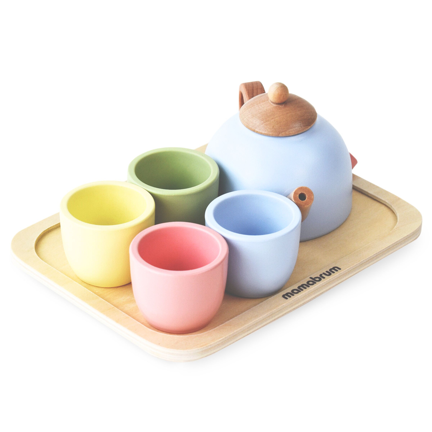 Tesæt i træ med bakke - 7 dele