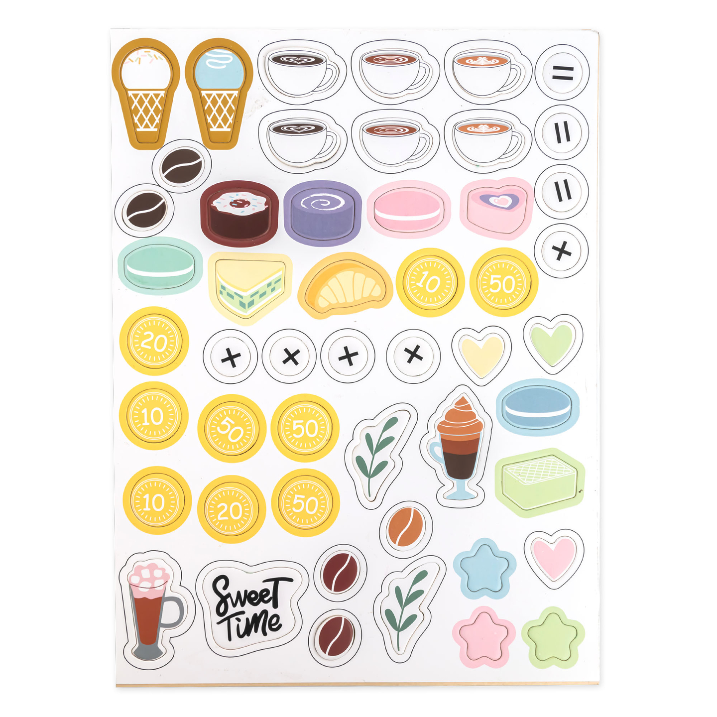 En stor isbar i træ med magnettavle, kaffemaskine og is- og dessertsæt - over 70 dele!