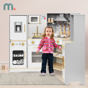 XXXL interaktivt køkken i træ med LED-belysning, emhætte og tilbehør