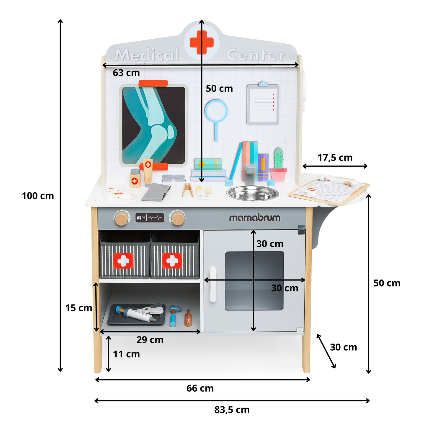 Lægeklinik i træ XXL - lægesæt med tilbehør