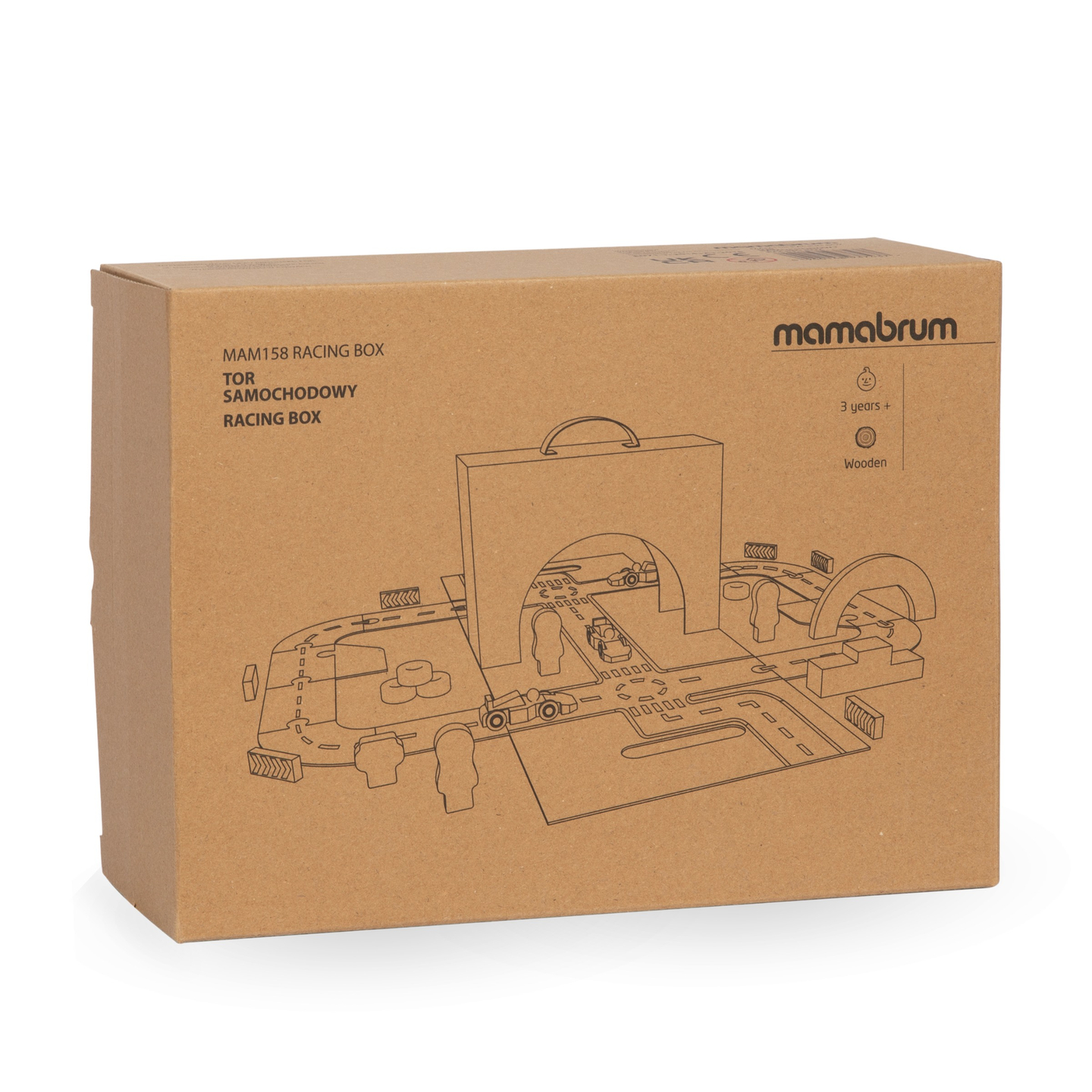 Magnetisk kuffert med racerbane, trækøretøjer og vejtilbehør