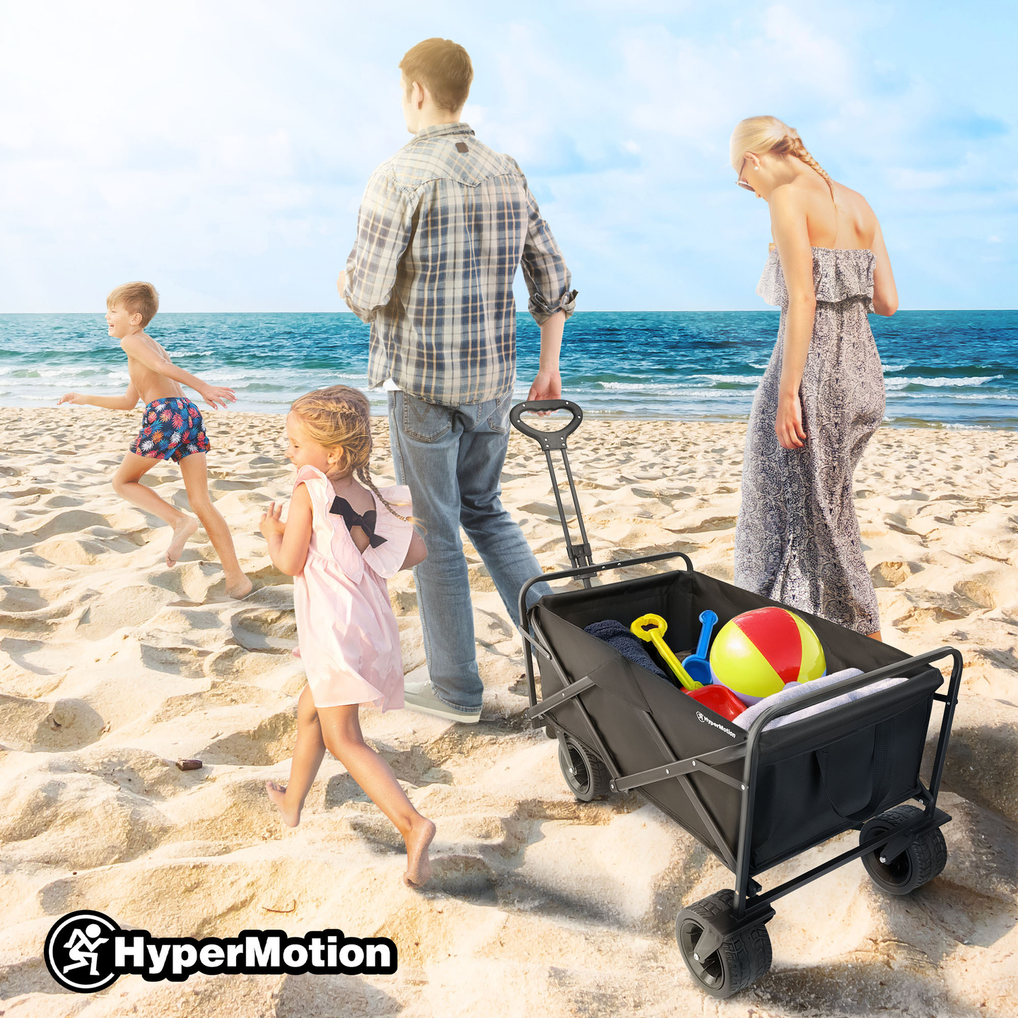 HyperMotion foldbar strandkørestol - sort, 120 kg