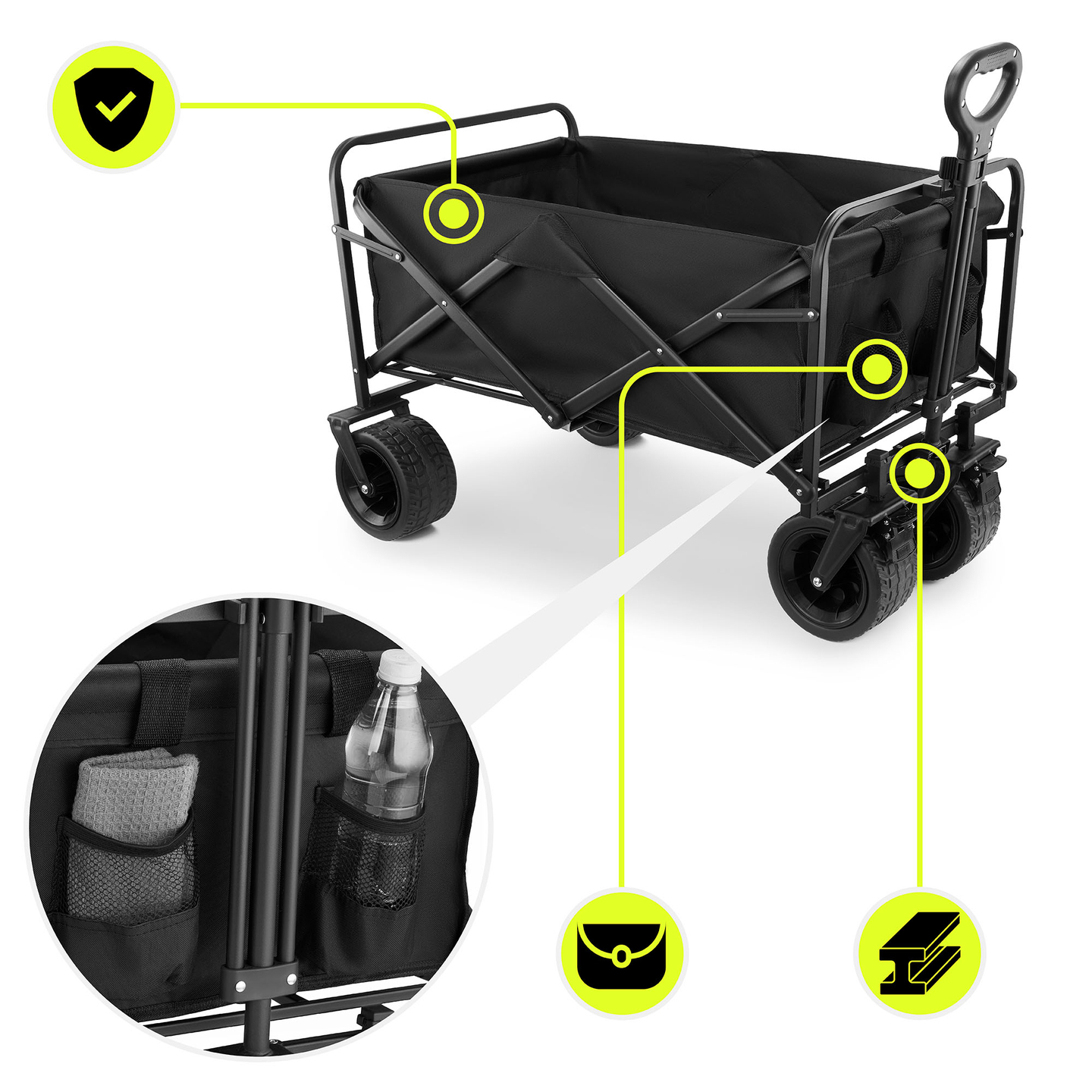 HyperMotion foldbar strandkørestol - sort, 120 kg