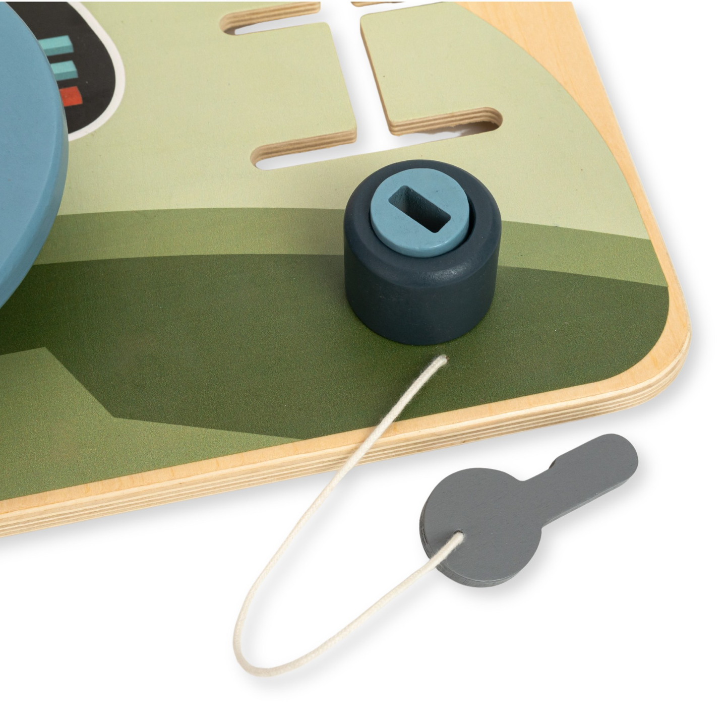 Træ Montessori-bræt 2 i 1 cockpit til den lille chauffør og pilot – rat, gearstang, rejsekort, radar