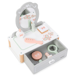 Børnefrisørbord i træ med tilbehør