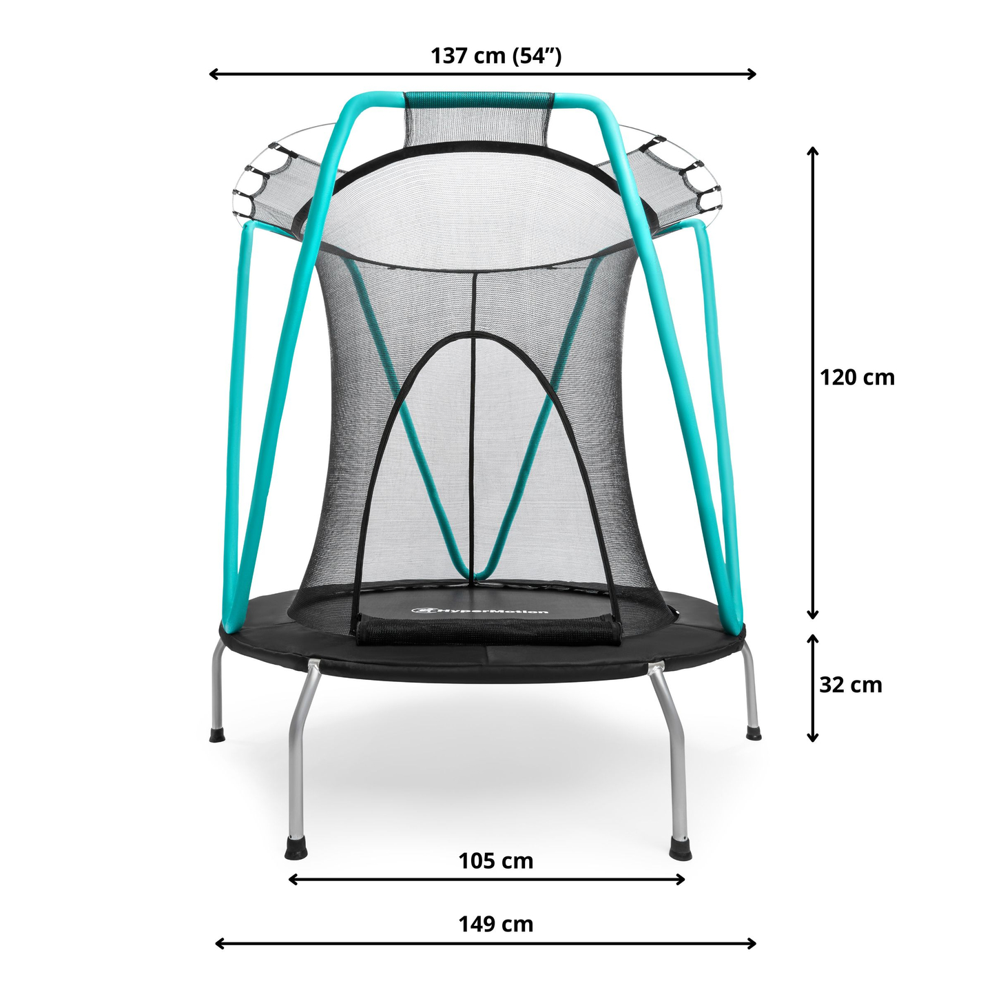 Mint trampolin 137cm med beskyttelsesnet - til børn 3-8 år - til hjem og have