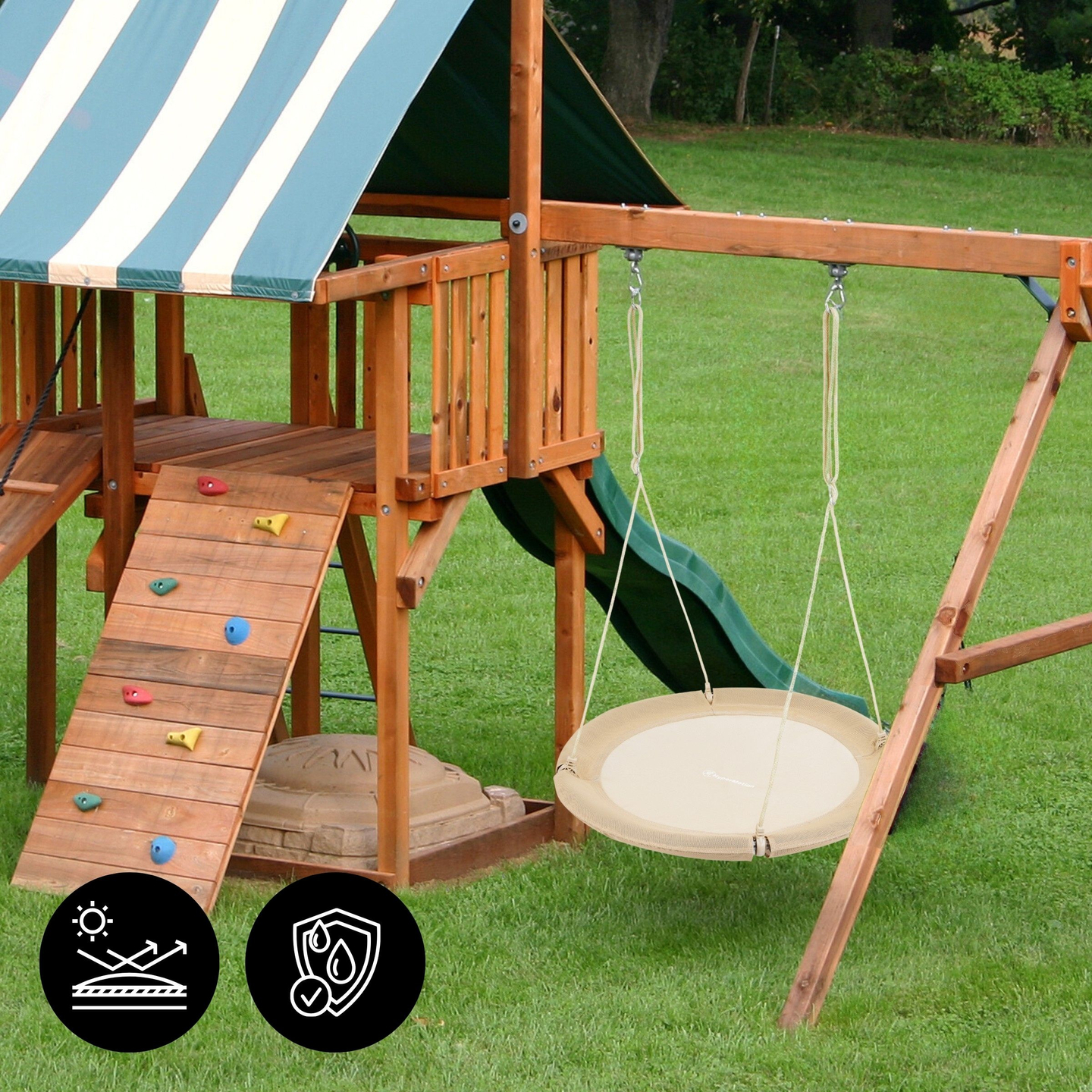 HyperMotion storkerede-gynge - 100 cm i diameter, boho-beige farve