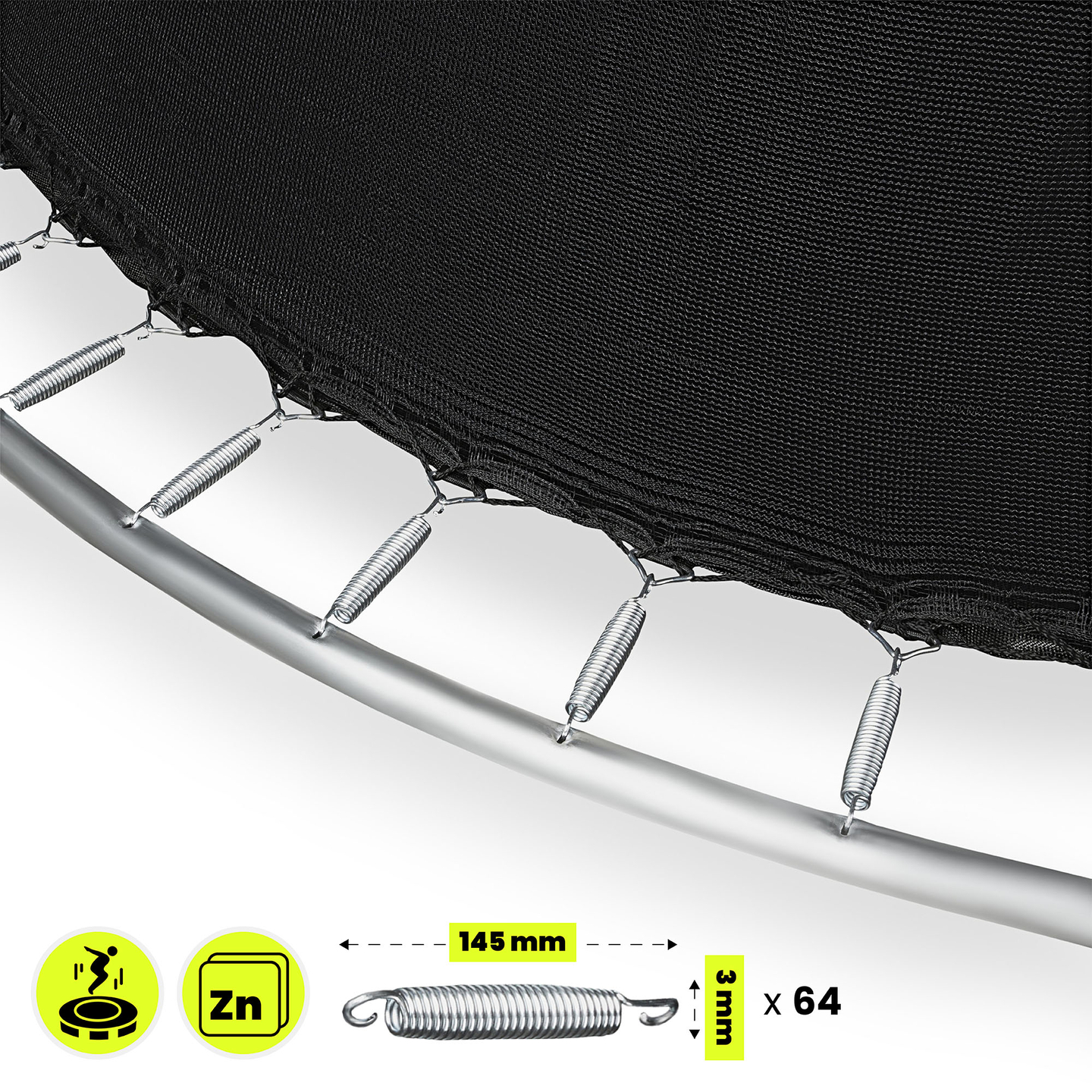 XXL havetrampolin til børn HyperMotion - 366 cm 12FT - med stige og indvendigt net - til hjem og have - 150 kg max.