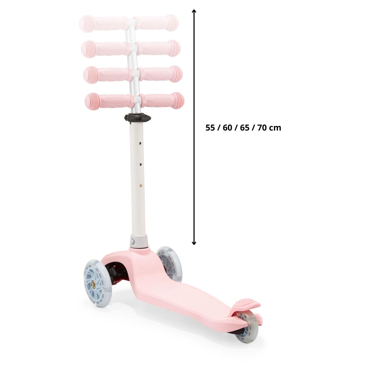 TRINGO trehjulet balancescooter, 3-8 år gammel - pink + lysende LED hjul