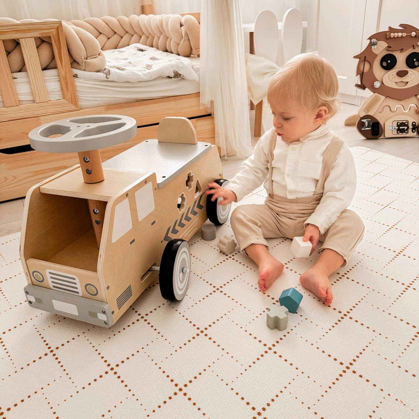 Træcykel, bil, bil med klodser