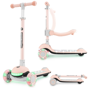 HyperMotion LUMI 3-i-1 balancescooter - oplyst platform og LED-hjul, farve pink