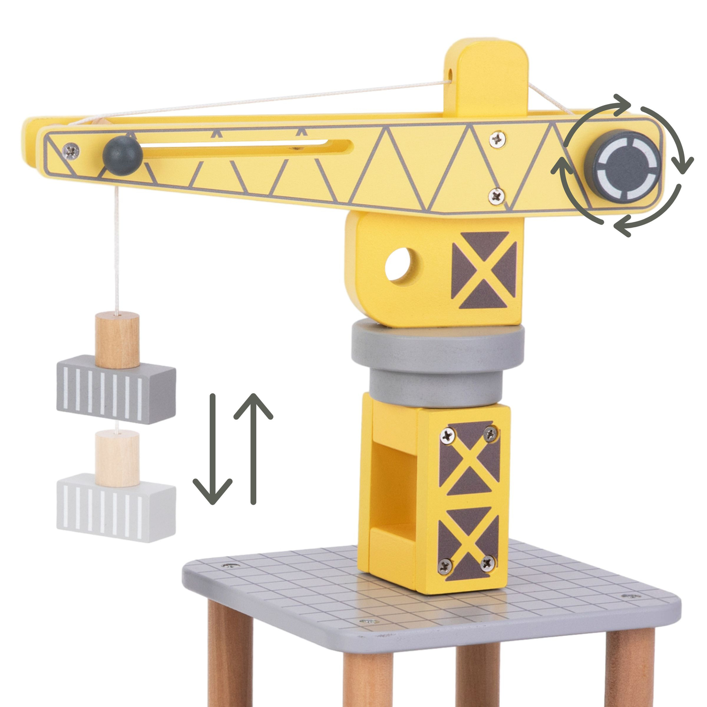 Mobil havnekran med magnetspil og tilbehør - sæt i træ