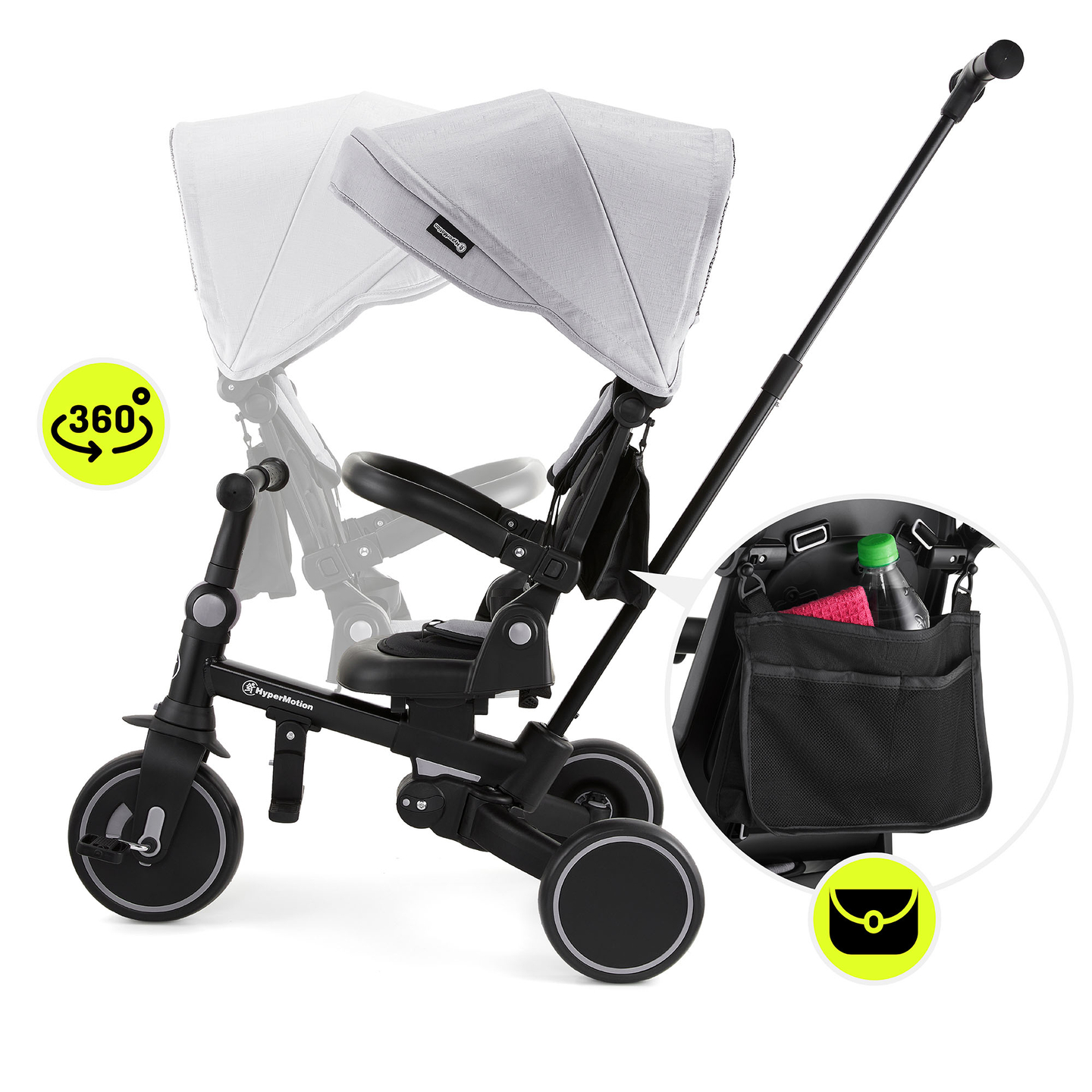 8-i-1 multifunktionel trehjulet cykel TOBI FOREST - grå