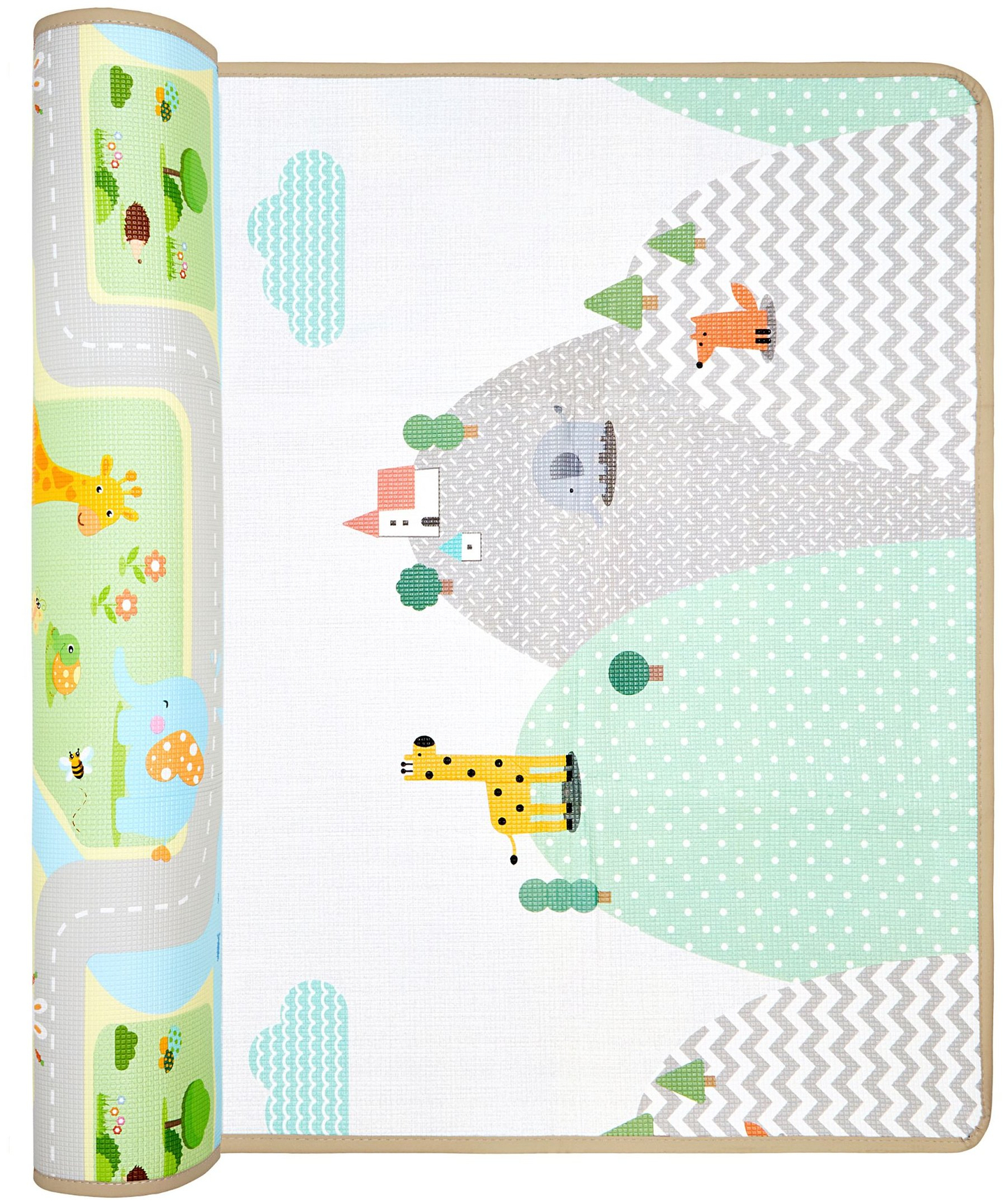 Dobbeltsidet skummåtte - skov på en bakke / solskinsby