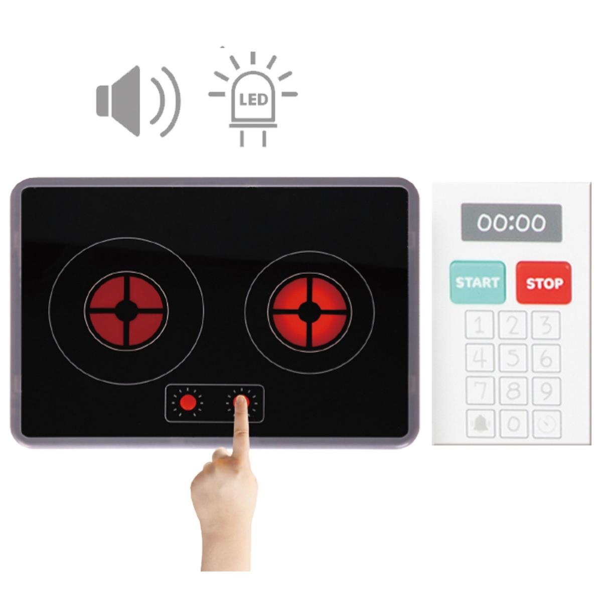 XXXL interaktivt hjørnekøkken i træ med køleskab, mikroovn, ovn, opvaskemaskine og tilbehør - hvid