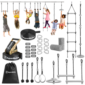 Ninja-forhindringsbane til børn - HyperMotion slackline-sæt - 10 forhindringer