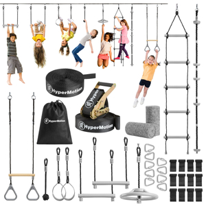 Ninja-forhindringsbane til børn - HyperMotion slackline-sæt - 9 forhindringer