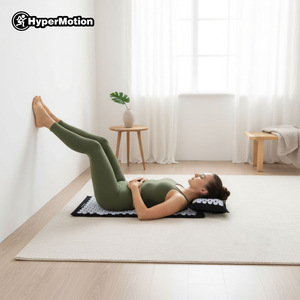 ECO akupressurmåtte i hør med kokosfibre og boghvedepude – 68 cm HyperMotion sort og hvid