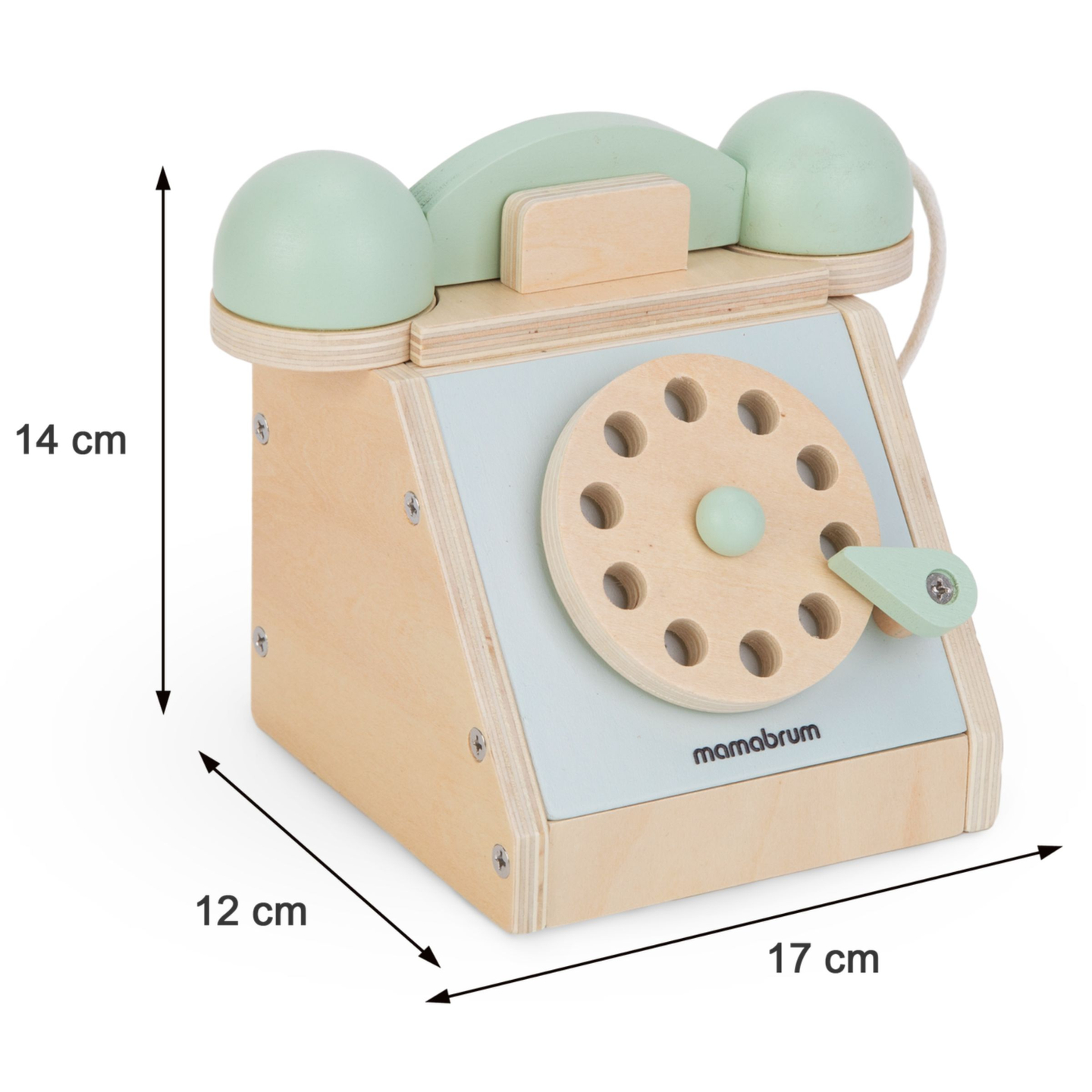 Retro telefon i træ - mint