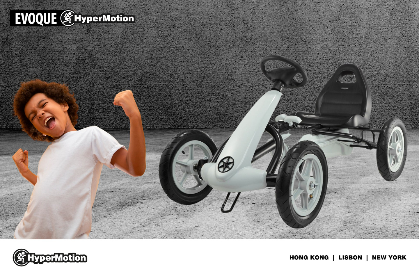 EVOQUE gokart med pedalpedal til børn 5-8 år - grå