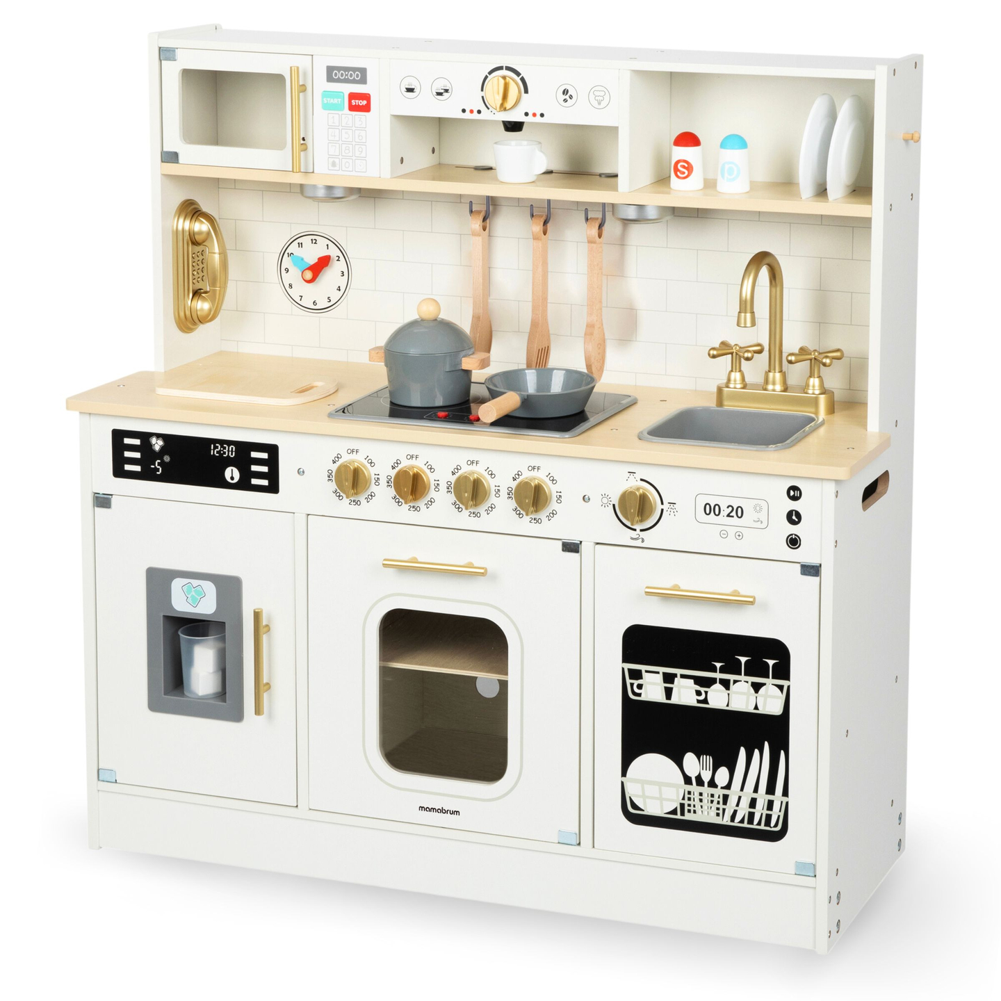 Interaktivt XXL trækøkken med tilbehør og LED-belysning - to-plan