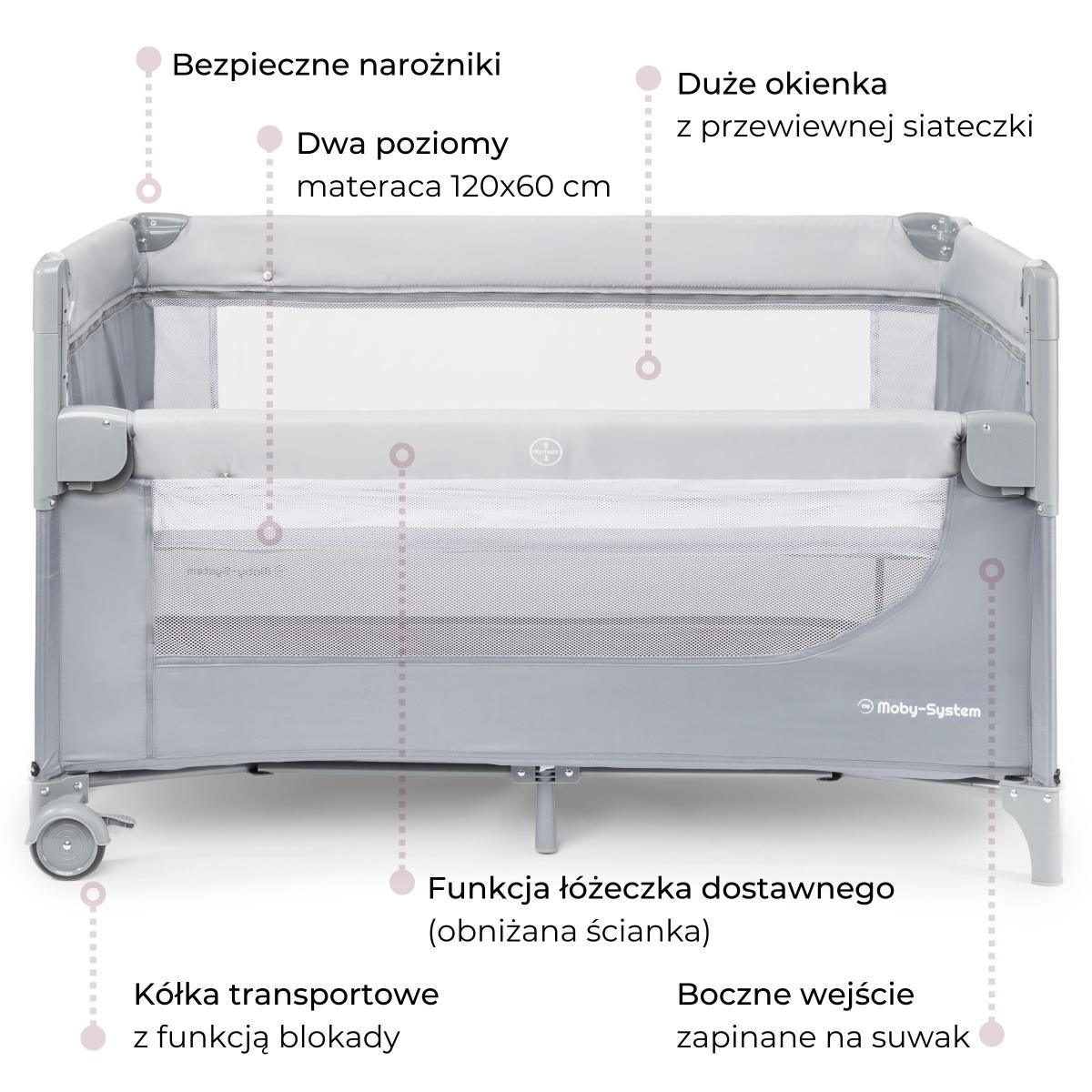 Closely 3-i-1-barneseng med puslebord, madras og bæretaske