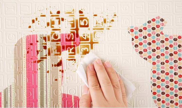 Dobbeltsidet skummåtte XXL - sammenfoldelig 1 CM (skov med bamse og heste)