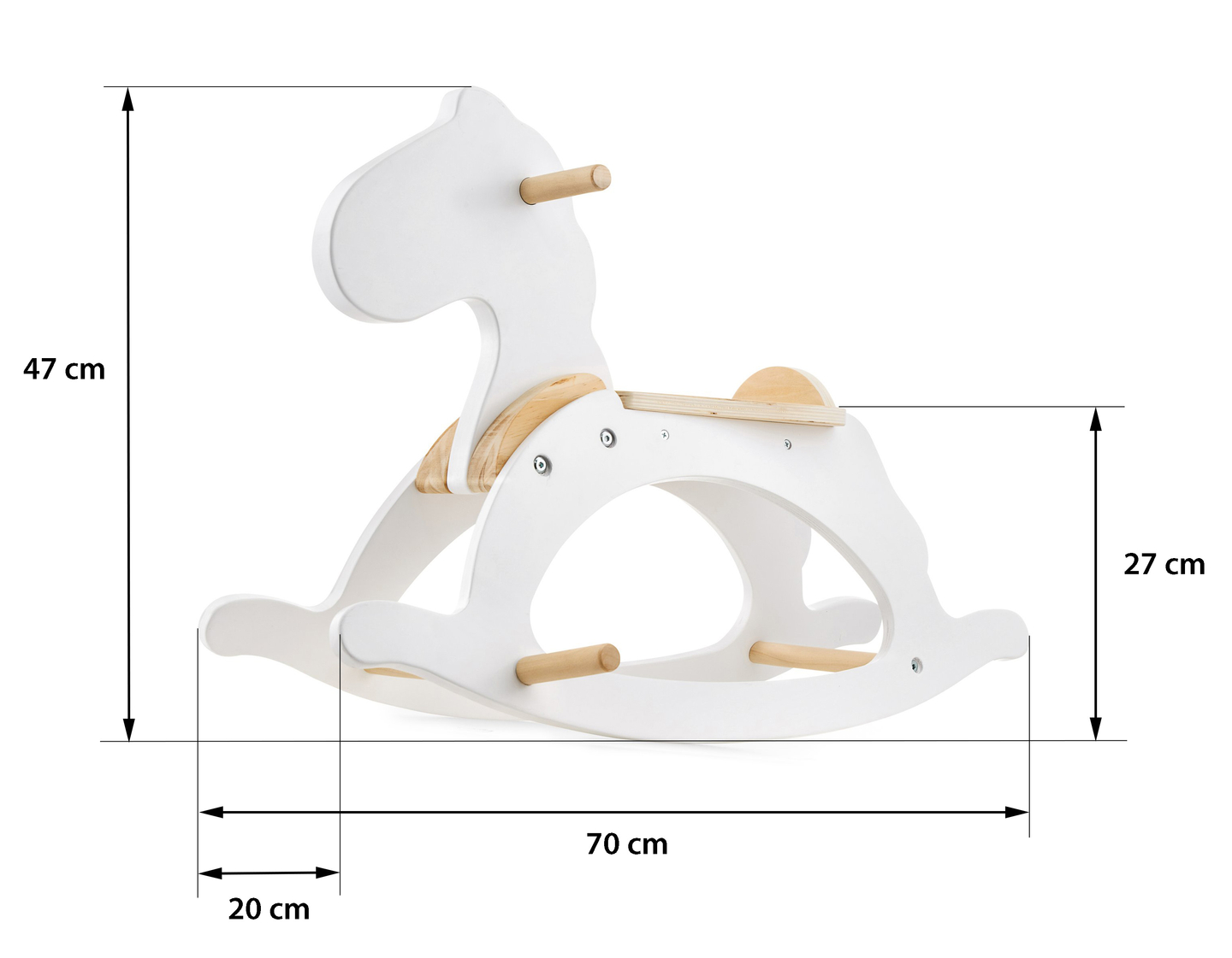 Gyngehest i træ - hvid - fra 12 måneder.