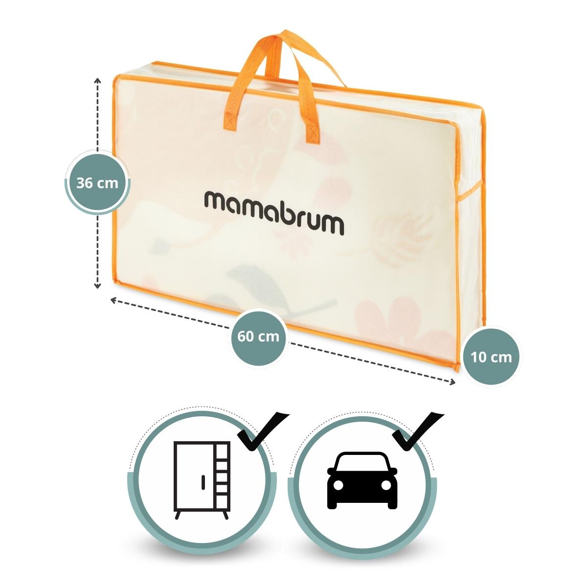 Dobbeltsidet foldbar skummåtte 180 x 120 x 1 cm - Exotic Elephants/Delicate Grey